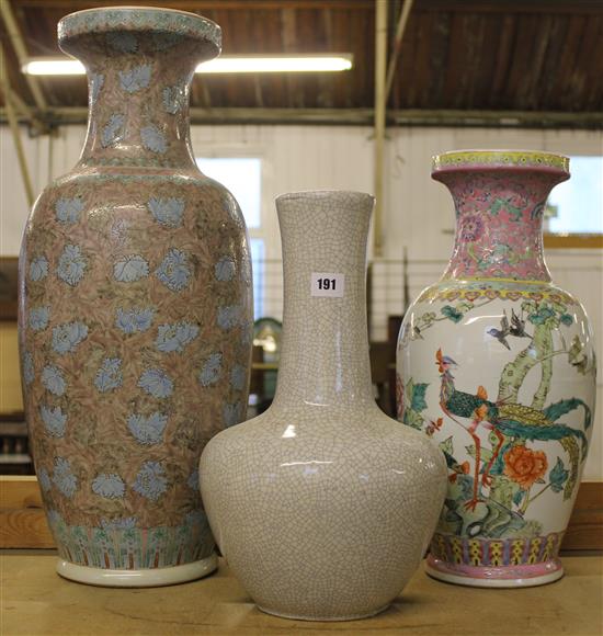 Canton, crackleware & another vase